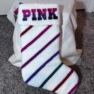 PINK Victoria's Secret Multicolor Striped Christmas Stocking